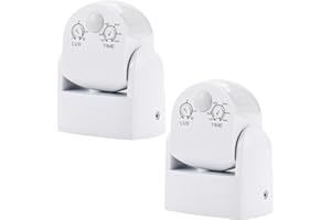 HEEMOL Sensore di Movimento AC220–240V PIR Rilevatore di Movimento Sensore da Parete Impermeabile Sensore a infrarossi Rotante a 180° Campo di Rilevamento 3-12 metri 2 pezzi.