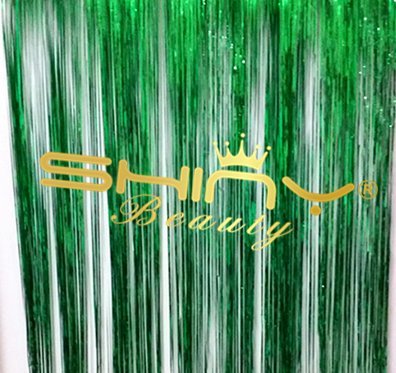Shinybeauty Folie Fransen Dekoration Grün Vorhang für Hochzeit Geburtstag Event Bühne Party Dekoration 3 ftx8ft glitzernde Folie Fring Hintergrund für Hochzeitsfeier (Grün) - 3