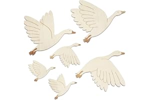 JYNVO 6 piezas Decoración de pared con cisnes para habitación infantil, estilo bohemio, para niñas y niños, manualidades de madera, decoración boho, adhesivo de cisne