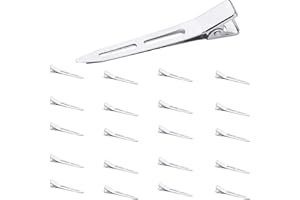 LXTNESS 20 Pièces Pince Cheveux Pinces à Cheveux Pinces Crocodiles Cheveux Métal Alligator Barrette Boucles d'Alligator Curl Clips de Sectionnement avec des Trous
