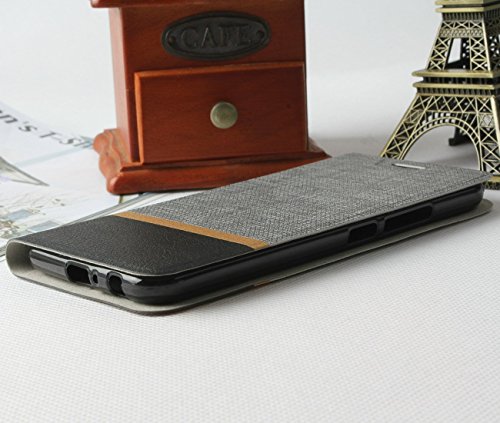 Lively Life Motorola Moto G5 Plus hülle – Premium Luxuriös PU lederhülle[Vollständigen Schutz] [Kreditkartenfach] Folio Flip Brieftasche Schutzhülle im Denim Pattern für Lenovo Moto G5 Plus(Denim-Grau) - 4