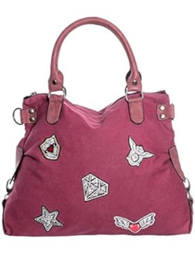 Damen Handtasche Tasche mit Stern Canvas Tasche Umhängetasche Schultertasche canvas Henkeltaschen