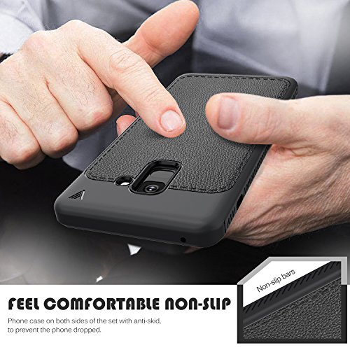 Samsung Galaxy A8 Plus 2018 Funda  Carcasa Caso Cubierta de Protecci  n de Litchi Textura TPU Silicona para Samsung Galaxy A8 Plus 2018 6 0  Smartphone  Litchi Negro