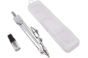 HAKACC Geometry Sets,Drawing Compass Set with Lead Refills, Metal Math Geometry Kit Stainless Steel Scribing Tool for Secondary School Study Stationary Supplies