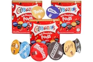 ‎CAFFÉLUXE Cafféluxe Celebrations Hot Chocolate Dolce Gusto kompatible Kapseln – Twix, Mars, Bounty, Snickers, Galaxy, Malteser, Milchstraße & Galaxy Caramel Kapseln (3 Schachteln, 24 Pods)