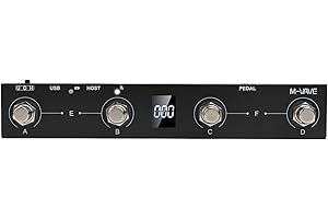 KHIRONHIVE M-VAVE/Chocolate Plus Contrôleur MIDI/pédale avec 4 boutons programmables Construction en métal Connectivité USB Batterie rechargeable 12 heures de lecture pour musiciens interprètes (Noir)