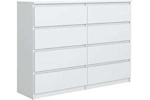 meble masztalerz Cassettiera con 8 cassetti 120 cm (Opaco Bianca)