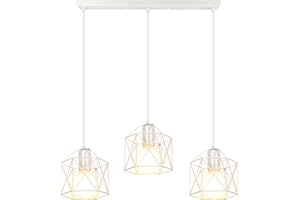 PETITES ECREVISSES Pequeñas lámparas colgantes cremosas 3 unidades industrial vintage blanco ajustables E27 ideal para salón, comedor y dormitorio