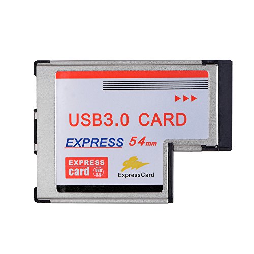 qobobo® USB 3.0 Super Speed PCMCIA Express Card Karte (54mm / 2 Port / Kompatibel mit Windows 7, 8, 10) für Notebook Laptop, USB 3.0 Hub intern - 4