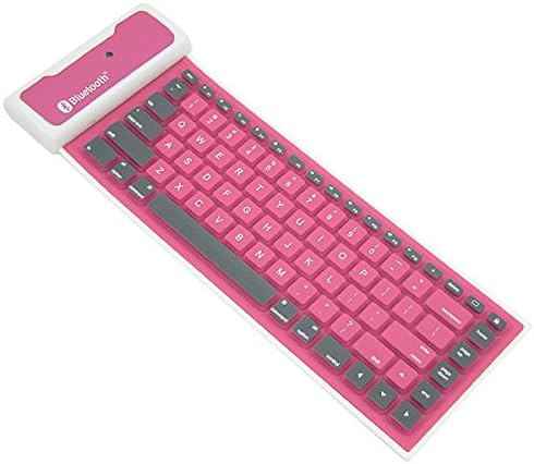 JALEX(TM) Universal Foldable Waterproof Silicone Wireless Bluetooth keyboard, Support NEW ipad2 3/4/5/6 /ipad mini/ Samsung/Tablet PC, and can be used for IPHONE 5/5S/6/6plus IOS device, Samsung HTC and other Android (Pink)