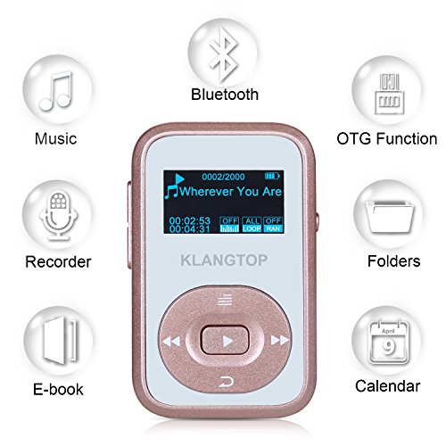 KLANGTOP-MP3-Player-Sport-Clip-Bluetooth-Mini-Music-Players-8GB-with-FM-Radio-Voice-Record-30-Hours-Playback