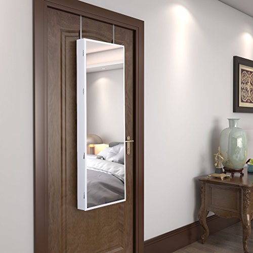 LANGRIA Espejo Joyero de Pared con Marco Estrecho y con Espejo Interior