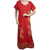 Indiatrendzs Women Cotton Maxi Dot Printed Sleepwear Long Nighty Nightgown 44"