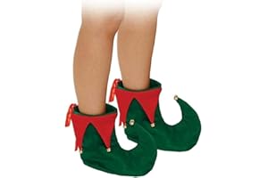 COMFYLOT & KK TRADERS MCR LTD Adults Deluxe Unisex Christmas Elf Shoes With Bells | Elf Green Red Jester Pixie Boots Shoes | Santas Helper Jester Peter Pan Elf Pixie Costume Slipper Boots Shoes Xmas Unisex Fancy Dress Accessory