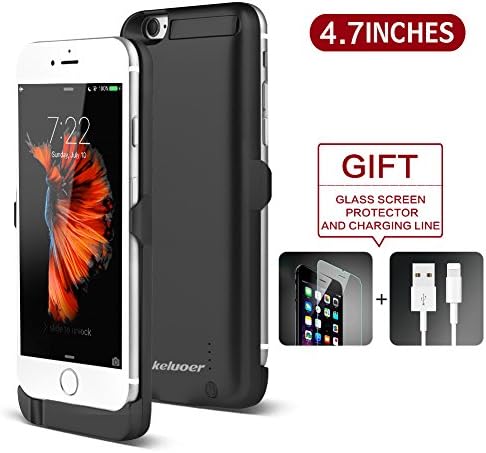 Keluoer iPhone 6/ 6S Battery Case - iPhone Portable Charger Charging Case-5800mAh Capacity (Black)