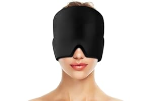 ‎YFCVIP Migraine Mask Gel Cooling Hat, 360° Reusable Cold Compression Therapy Cool Pack Ice Cap Cooling Mask Migraine Headache Hat Cooling Mask for Swollen Eyes Stress Relief (Black)