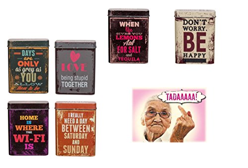 Preisvergleich Produktbild Zigarettenbox - Zigarettenetui - "Slogans" Zigarettenhülle aus Metall 3er Set & Postkarte "TADAAAAA!" - Set ~ (Life)