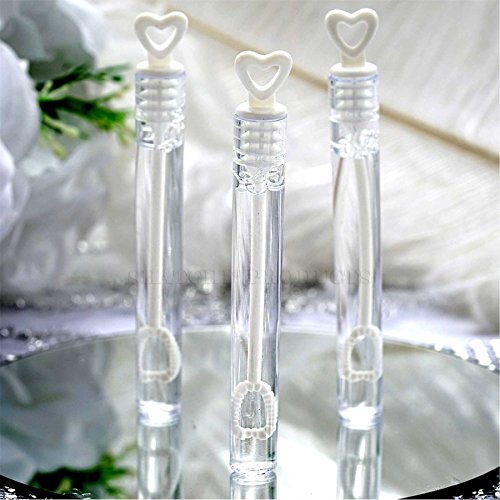48 x Seifenblasen Wedding Bubbles mit Herzgriff für Hochzeiten