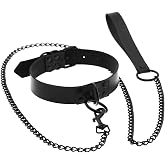 Sarini Punk Black PU Leather Choker, Sexy Gothic Leather Choker, Unisex O-Ring Choker, Adjustable PU Choker Suitable for Role