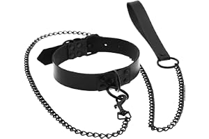 Sarini svart PU-läder-punk-krage, sexig gotisk läderkrage, unisex o-ring-krage, justerbar PU-krage, lämplig för rollspel