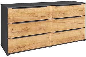 ‎VICCO Vicco Kommode Ruben, Goldkraft Eiche/Anthrazit, 48 x 77.6 cm mit Schubladen