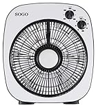 SOGO Ventilateur 10' avec Oscillation, 50 W, 3 Vitesses, minuteur et Moteur Silencieux. Couleur : Blanc.