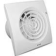 100mm Humidity Control Timer Environment friendly White Quiet Bathroom Kitchen Extractor Fan 4 inch Shower Wall or Ceiling Mounted Ventilation for 100 mm Ducting Quiet Toilet Exhaust Fan