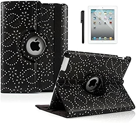 Case for iPad 2 iPad 3 iPad 4 Premium Quality 360 Rotating Cover Features Adjustable Stand Auto Sleep Wake Function PU Leather Multi-Functions Magnetic Close Case Cover Size: iPad2 iPad3 iPad 4-