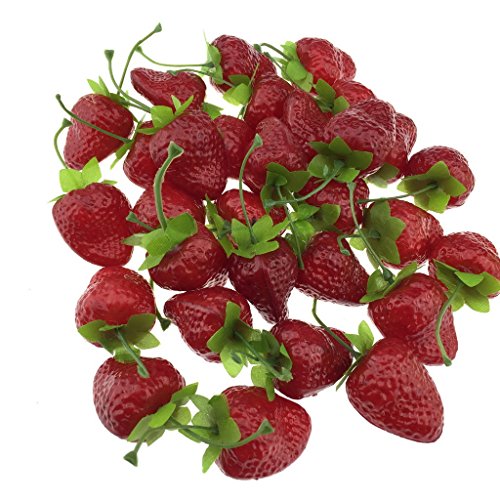 Gresorth 30 Stück Künstliche Lebensechte Dard Rot Erdbeere Deko Gefälschte Früchte Obst Party Festival Dekoration - 2