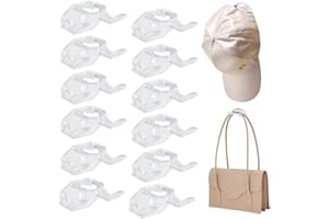 CAREDGO Baseball Kappen Halterung, 12er Schlüsselhaken Wandmontage Kleiderhaken Huthalter Kappen Haken Selbstklebend mit 12 Kleber und Schrauben Hut-Organizer Cap Halter zum Display, 5 * 3.3 * 3.8cm