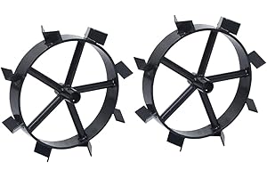 vidaXL 2x Roues Métalliques pour Cultivateur à Essence Roue de Stabilisation de Motobineuse Roue de Motoculteur Résistant 6,5 ch Noir
