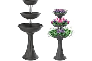 Bama Spa Blumenständer mit 3 Pflanzschalen Blumen Pflanz Säule Treppe Schale Kräuter Topf Grau