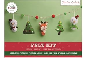 Simply Make Felt Christmas Garland Making Craft Kit, Hanging Craft Decoration, Ideal for Adults and Teenagers, Garland Will Add Cute Accents to Festive Home Decor, Makes A Perfect Craft Gift
