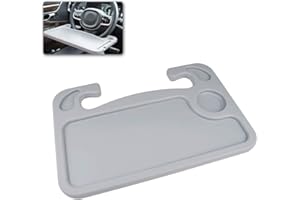 Ygapuzi Car Steering Wheel Desk Hook on Steering Wheel Tray, Portable Food Table Laptop and Writing Desk for Drivers, Commuters, Truckers, Fits for Most Vehicles (Gray)