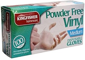Kingfisher 100 Pack Powder Free Vinyl Disposable Gloves - Med (KGV6)
