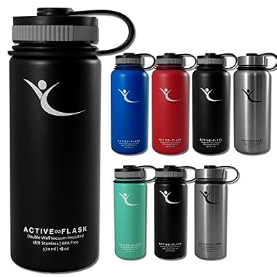 BeMaxx Fitness Gourde ACTIVE FLASK + 3 bouchons | Camping, running, vélo, sport, randonnée | Acier inoxydable, thermos isolation sous-vide | Sans BPA | 530 ml | Boisson Chaude & Fraîche | Café, thé, eau