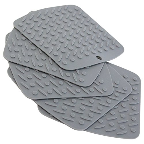 Oxid7® Topf-Untersetzer aus Silikon | 5er Set | Hitzebeständig | Spülmaschinenfest | Topflappen flexibel 18 x 17 cm | Farbe: Einfarbig Grau