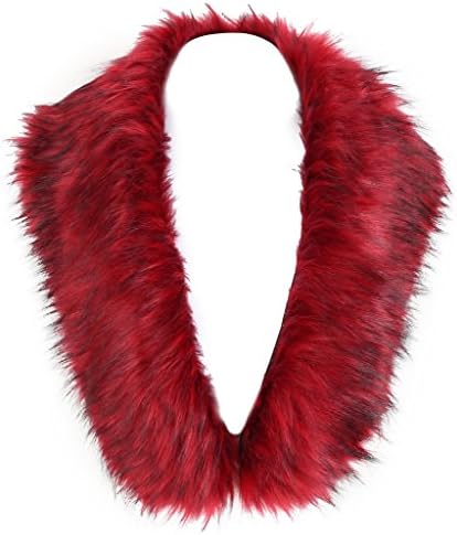 Vogueearth Women'Faux Fur Neck Scarf For Winter Coat Collar Red