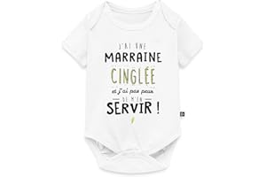 Spreadshirt J'Ai Une Marraine Cinglée Cadeau Marraine Humour Famille Body Manches Courtes Bébé Bio