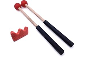 TUOREN 1 Paar Zungenschlägel mit Halterung Handpan Drum Sticks Gummihammer Percussion Instrument Zubehör (rot)
