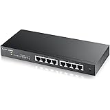 Zyxel 8-Port Gigabit Switch | Smart managed | Desktop/Rackmontage und lüfterloses Design | VLAN, IGMP, QoS | Lebenslange Garantie [GS1900-8]