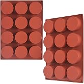 Newk Cylindrical Silicone Mold, 2 Packs 12 Cavity Round Cylindrical Cake Popsicle Mold, Soap Mold, Chocolate Cookie Mold, Bat