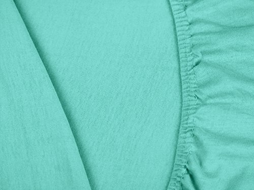Jersey Spannbetttuch in bewährter Qualität – erhältlich in 16 modernen Farben und 5 verschiedenen Größen, 180-200 x 200 cm, türkis - 5
