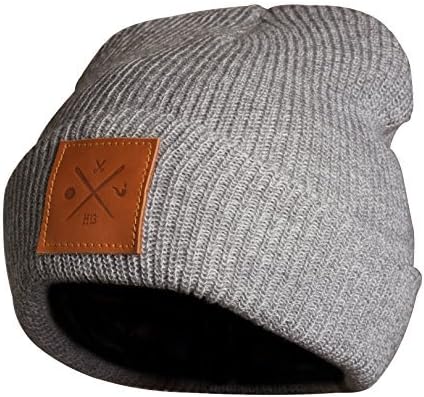 Rough Beanie - Mütze, Strickmütze mit Echt-Leder Veredelung (Manufaktur13/M13) (CHRYSTAL/WEISS)