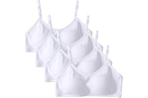 Bysion Reggiseno da Allenamento Senza Cuciture per Ragazze Cotone Adolescenti Bambine Sportivo Intimo con Fisso Torace Pastiglie e Spallacci Regolabili per 10-18 Anni - Confezione da 4