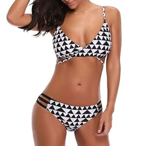 Hmeng Two Piece Bikini Swimsuit, Women Boho Print Push-Up