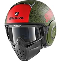 HE2906EGRK : Casco moto SHARK SHARK DRAK TRIBUTE RM Mat VERDE ROJO NEGRO talla M