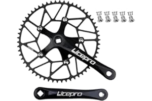 DRHOMEAM Guarnitura per bici da 170 mm, 130 BCD, 50T, 52T, 54T, 56T, 58T, corona singola, per catene a 9/10/11 velocità, per mountain bike (manovella nera + 50T)