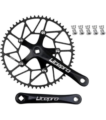 Pédalier Fixie 48T 170 Mm 130 BCD – Manivelles Vélo Monovitesse, Pignon Fixe, Route Et Pliant, Alliage Alu 7075-T6, Chaîne 1/2" X 1/8"