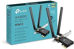 TP-Link Archer TX55E AX3000Mbps Bluetooth 5.3 Dual-Band WiFi 6 PCIe Card with Two Antennas, Specialized Heatsink WiFi Adapter for PC, 1024-QAM, Ultra-Low Latency, Supports Windows 10/11(64bit)